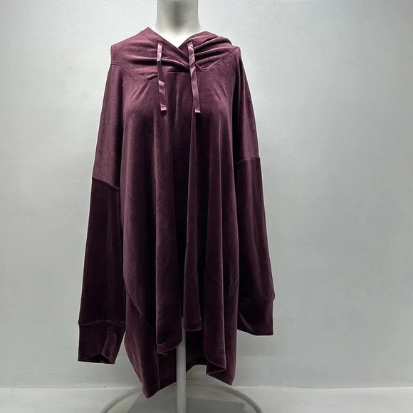 J Jill Hoodie Hooded Sweatshirt Pullover L/S Velour Velvet Purple Plus Size 3X - Picture 1 of 8